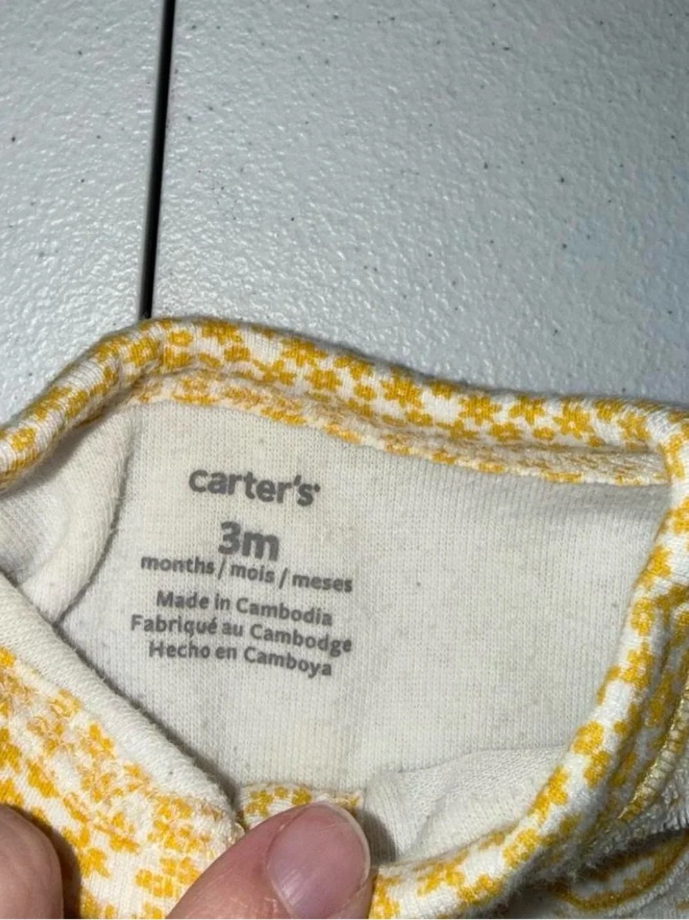 Carter's Cream Footed One-Piece with Yellow Trim and Heart Accent
